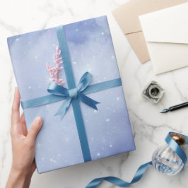 Papel De Presente Chá de Noiva Vinho Nuvem Azul Celestial