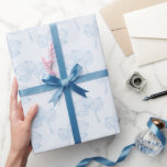 Papel De Presente Chá de panela de Linearte Floral Azul Delicado<br><div class="desc">Delicar linearte floral azul e branco para embrulhar seu chá de panela ou presentes de casamento.</div>