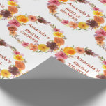 Papel De Presente Chá de panela Floral de Fall Wreath<br><div class="desc">Papel de enrolamento do Chá de panela Floral de Cobertura</div>
