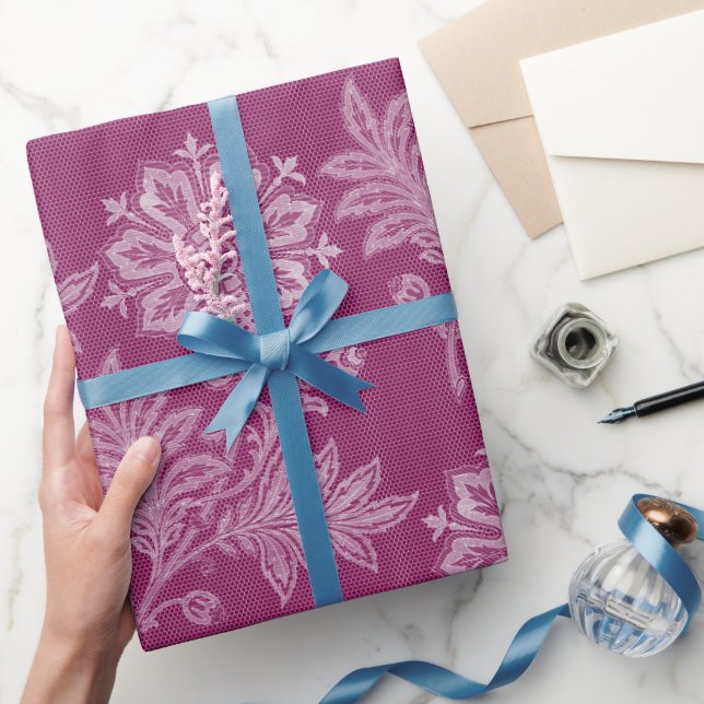 Papel De Presente Chá de panela Floral Floral Burgundy (Presentear)