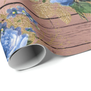 Papel De Presente Chá de panela floral rústico de madeira