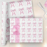 Papel De Presente Chá de panela Glam Coquette do Arco Rosa<br><div class="desc">Estes chás de panela apresentam um design de arco bicho-da-seda-vírgula com rotinas falsas e tipografia moderna do roteiro. Personalize o texto com o nome da noiva. Os suprimentos correspondentes da parte do chá de panela também estão disponíveis.</div>