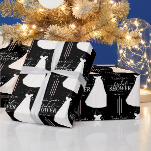 Papel De Presente Chá de panela Minimalista Preto Personalizado