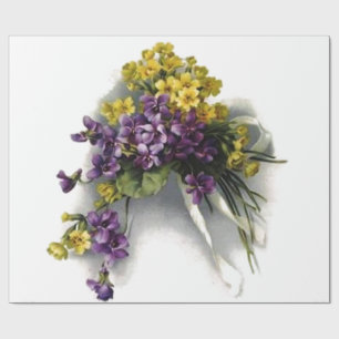 Papel De Presente Chá de panela violeta do buquê do vintage