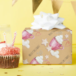 Papel De Presente Chá Personalizado de Cacau Quente e Biscoitos Aqua
