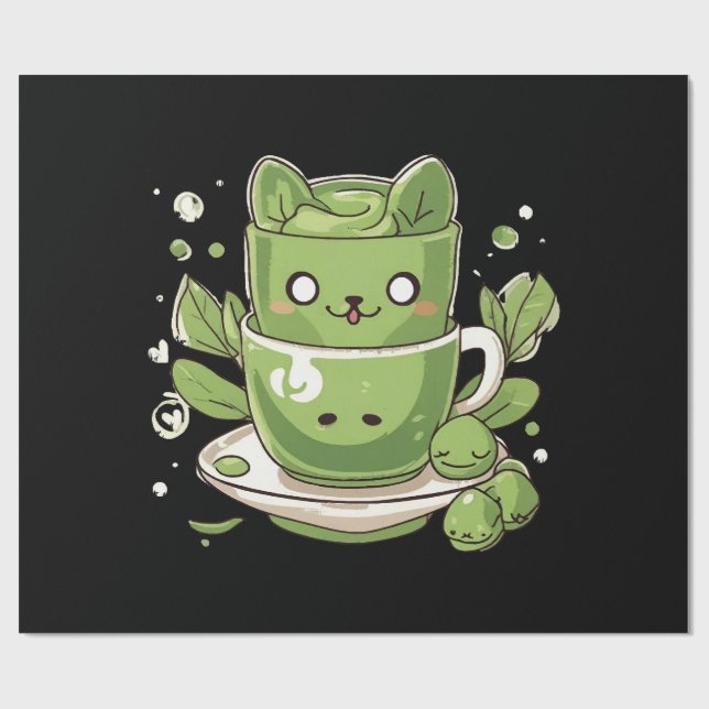 Papel De Presente chá verde matcha (Aberto)