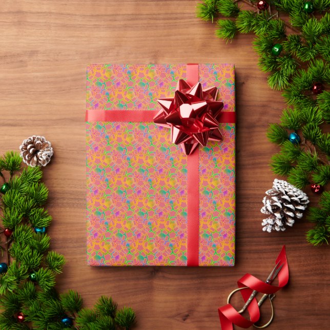 Papel De Presente Chainmail Floral Feito em Rosa (Presente de Natal)