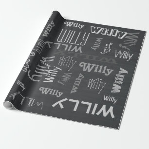 Papel De Presente Chalkboard Preto Brilhante de Colagem de Nome
