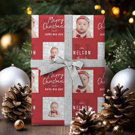 Papel De Presente Chamada de Caligrafia Natal Vermelho Família 2 fot