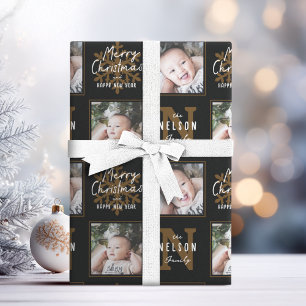 Papel De Presente Chamada de Natal Preto Caligrafia Família 2 foto