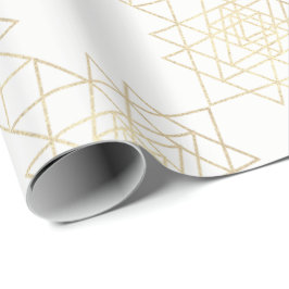 Papel De Presente Chamada Geométrica Dourada do Hexágono Metálico Br