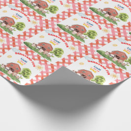Papel De Presente Chamando Todos os Animais de Fazenda para o 1º Ani