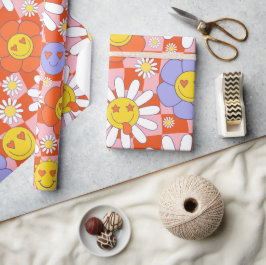 Papel De Presente Chaminé-chupa-chato Groovy Daisy Floral, Wrappin Y