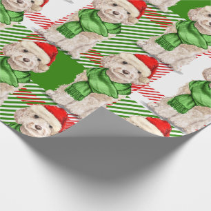 Papel De Presente Champanhe Cockapoo e Férias de Natal Xadrezes