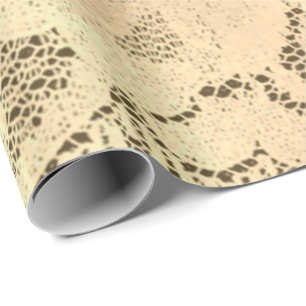 Papel De Presente Champanhe Metálico Dourado Lace Floral de Luxo Bro