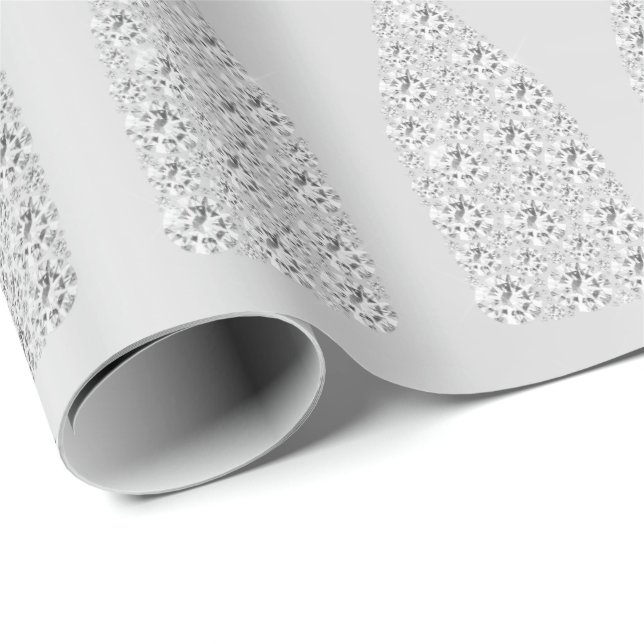 Papel De Presente Champanhe Swarovski Cristais Cinza Garrafa Pratead (Ponta do rolo)