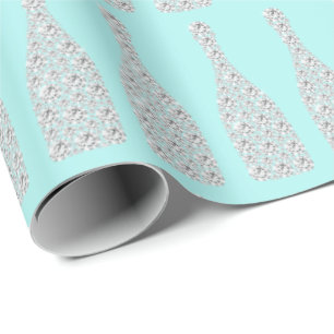 Papel De Presente Champanhe Swarovski Crystals Diamond Botles Aqua