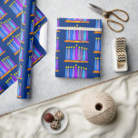 Papel De Presente Chanucá Divertido Artsy Blue Boho - Velas Azuis<br><div class="desc">Uma ilustração lúdica, moderna e artística de velas de padrão de feitiço, divertidas e divertidas em uma menorah ajuda você a lançar no feriado de Chanucá. Velas azuis cortadas com padrões coloridos de folha de alumínio sobrepõem um fundo azul rico e profundo. Sinta o calor e a alegria da temporada...</div>