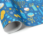 Papel De Presente Chanukah Celebrando Estrelas Judaicas Gelt Flocos<br><div class="desc">Adicione alguma cor de feriado e brilho com este divertido design de papel de embrulho Chanukah. Adequado para crianças ou adultos, necessidades de plástico corporativo ou familiar. Há sacos de presentes coordenados, papel de tecido e fita para uma aparência completa de Chanukah, ou você pode misturar e combinar com nossos...</div>