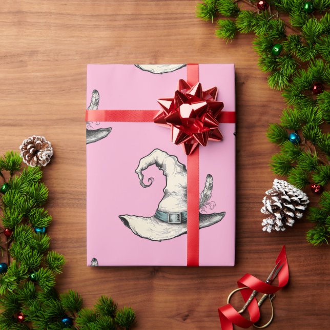 Papel De Presente Chapéu de Bruxa Rosa (Presente de Natal)