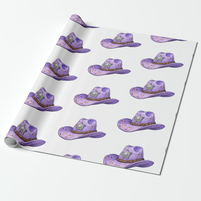 Papel De Presente Chapéu de Cowgirl Roxo Claro (Desenrolado)