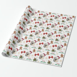 Papel De Presente Chapéu de Papai Noel Cachorro Great Pyrenees Natal
