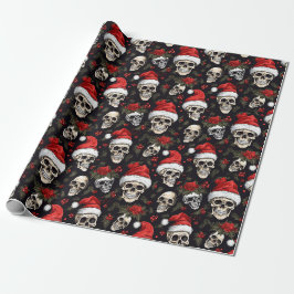 Papel De Presente Chapéu de Papai Noel Christmas Crânio Padrão Gótic
