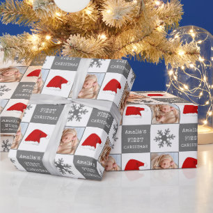Papel De Presente Chapéu de Papai Noel com Floco de Neve para Foto d