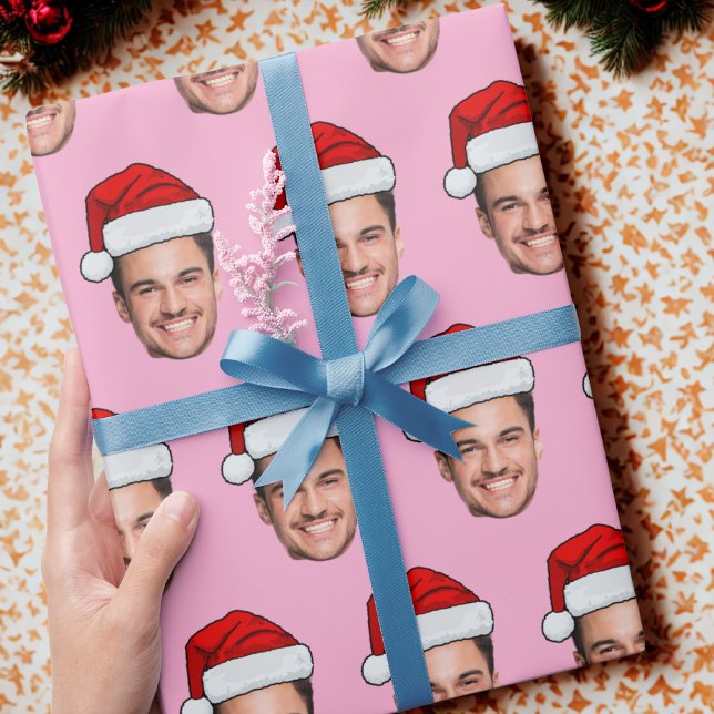 Papel De Presente Chapéu de Papai Noel com Foto Personalizada Presen (Criador carregado)