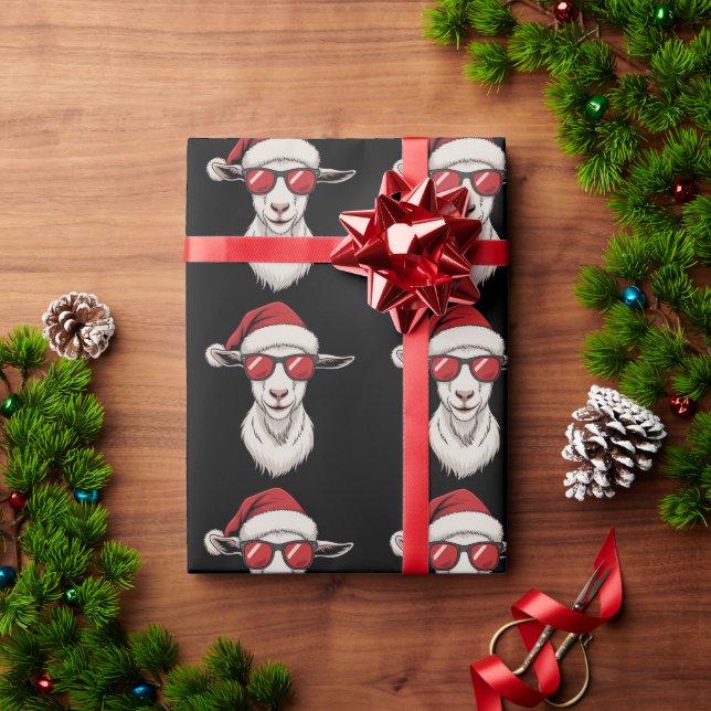 Papel De Presente Chapéu de Papai Noel de Cabra Engraçado Fofo Anima (Presente de Natal)