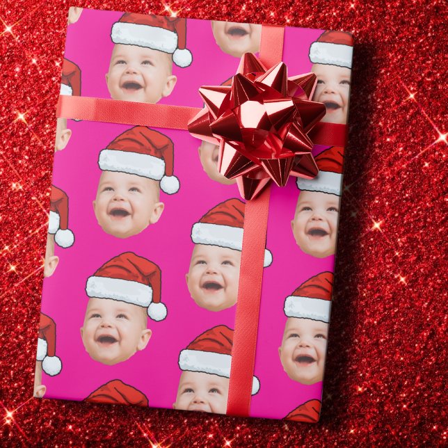 Papel De Presente Chapéu de Papai Noel de Natal Foto Personalizada (Criador carregado)