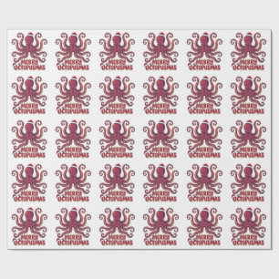 Papel De Presente Chapéu de Papai Noel de polvo Luzes de Natal Octop