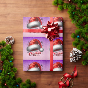 Papel De Presente Chapéu de Papai Noel Escarlate com Brilho
