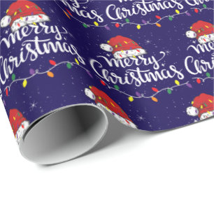 Papel De Presente Chapéu de Papai Noel Feliz Natal Luzes Família Azu