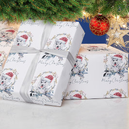 Papel De Presente Chapéu de Papai Noel Husky Cachorro Natal Personal
