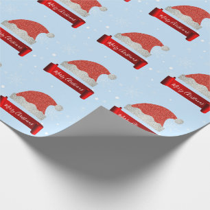 Papel De Presente Chapéu de Papai Noel Vermelho Elegante Personaliza