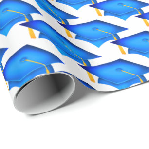 Papel De Presente chapéus de graduação azul com tassel de ouro