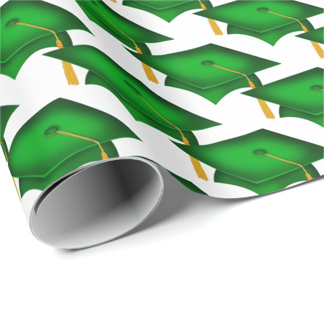 Papel De Presente chapéus de graduação verde com tassel de ouro (Ponta do rolo)