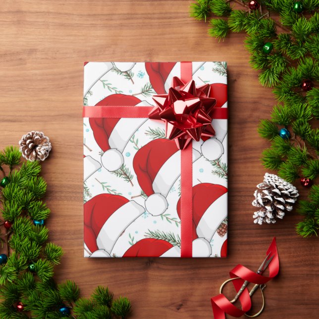 Papel De Presente Chapéus de Papai Noel (Presente de Natal)