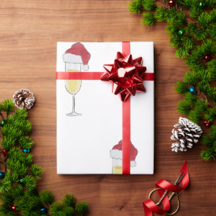 Papel De Presente Chapéus de Papai Noel de Champanhe de Natal Festiv