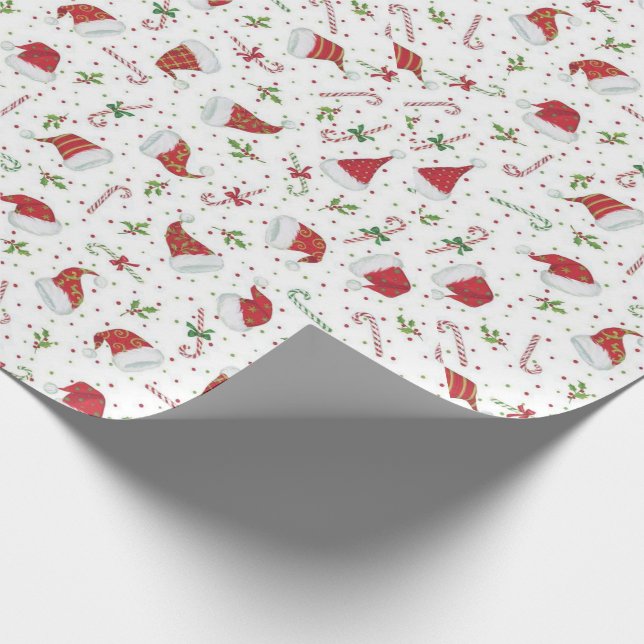 Papel De Presente Chapéus de Papai Noel e Bengalas de Natal (Ponta)