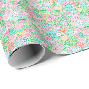 Papel De Presente Charleston Pastel Preppy Padrão de Impressão de Pa