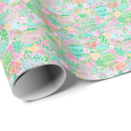 Papel De Presente Charleston Pastel Preppy Palm Beach Pattern Print