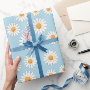 Papel De Presente Charming Daisy Pattern - Presente Floral