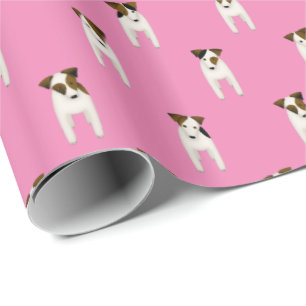 Papel De Presente charmoso Jack Russell Terriers rosa ou QUALQUER co