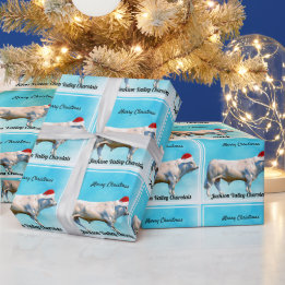 Papel De Presente Charolais Bull em Santa Hat