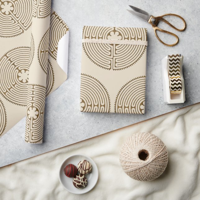 Papel De Presente Chartres Labyrinth - Símbolo Espiritual Antiquado  (Artesanato)