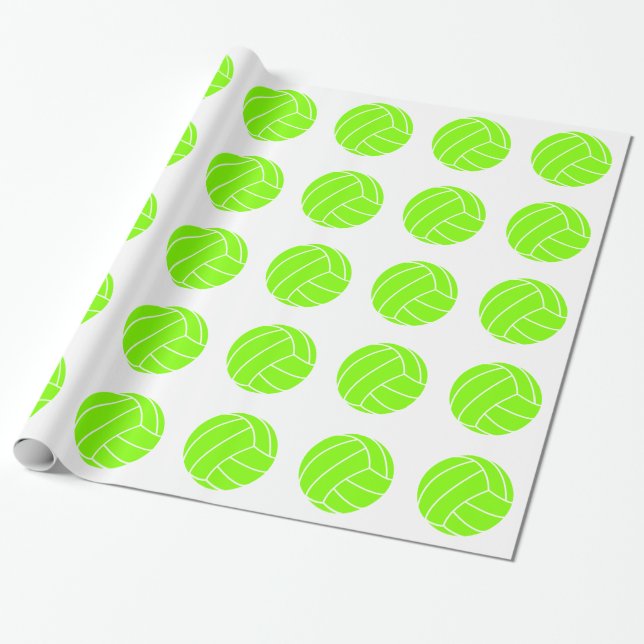 Papel De Presente Chartreuse, Neon Green Voleibol (Desenrolado)