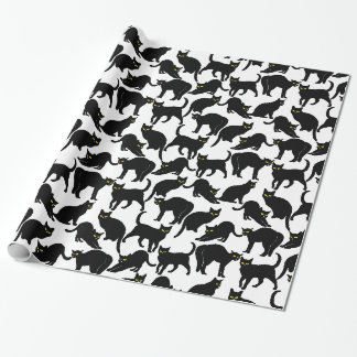 Papel De Presente Chats Noirs sur Fond Blanc