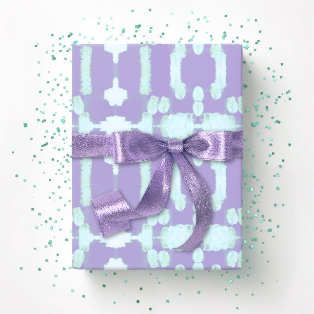 Papel De Presente Chavanel Brushstroke Ikat in Purple and Teal (Criador carregado)